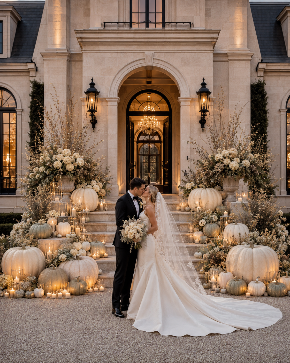 Custom fall installation designed for a wedding and event setting